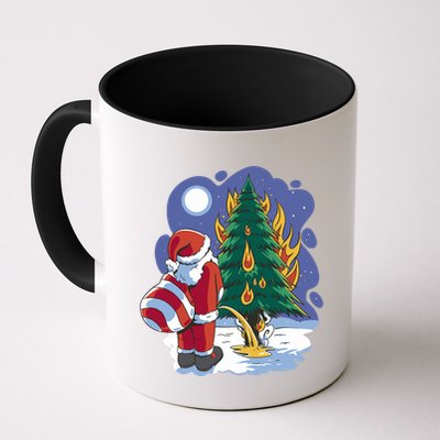 Santa Claus Pissing On Tree Mug