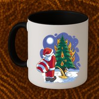 Santa Claus Pissing On Tree Mug