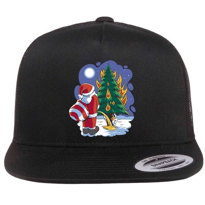 Santa Claus Pissing On Tree Flatbill Hat