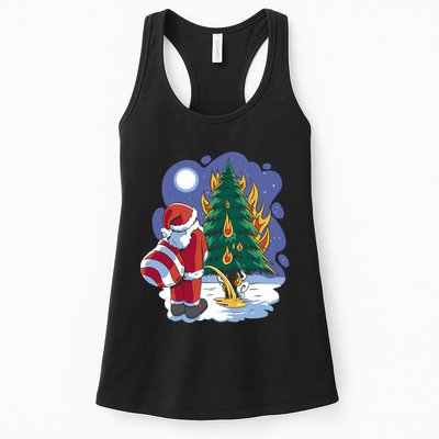 Santa Claus Pissing On Tree Womens Tank Top
