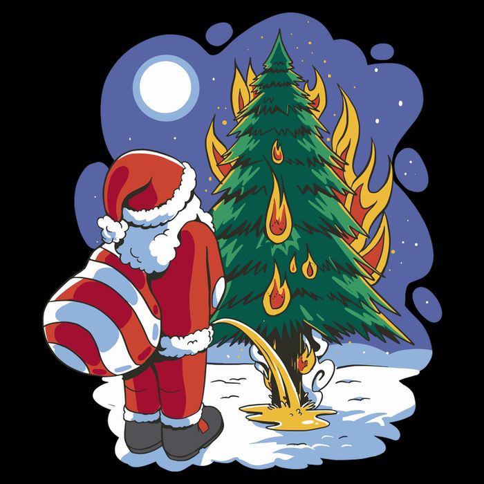 Santa Claus Pissing On Tree Womens Tank Top