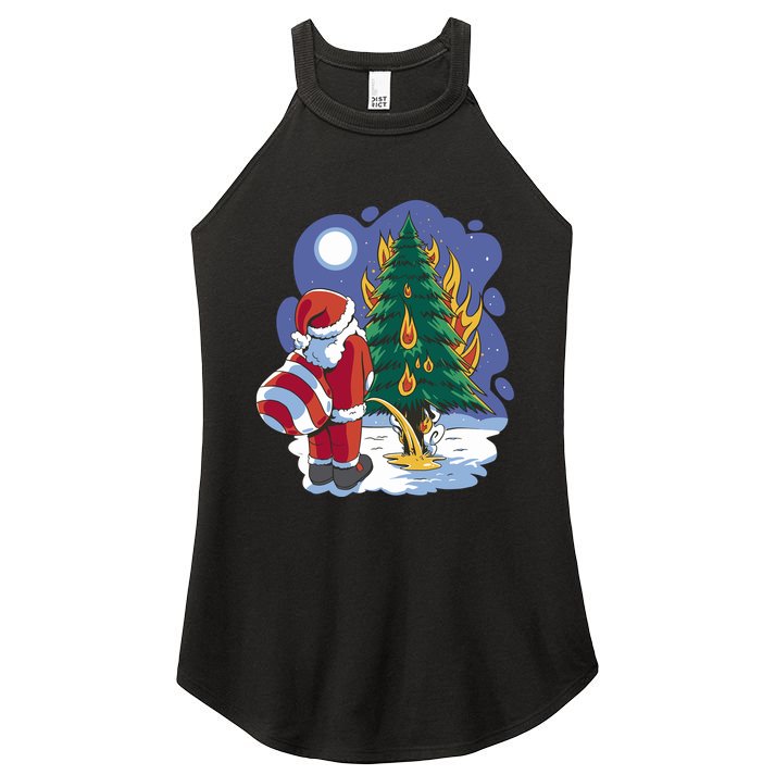 Santa Claus Pissing On Tree Women's Perfect Tri Rocker Tank