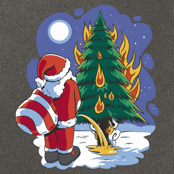 Santa Claus Pissing On Tree Cotton Canvas Backpack