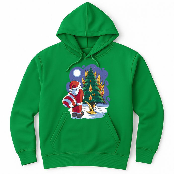 Santa Claus Pissing On Tree Hoodie
