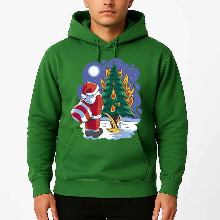 Santa Claus Pissing On Tree Hoodie