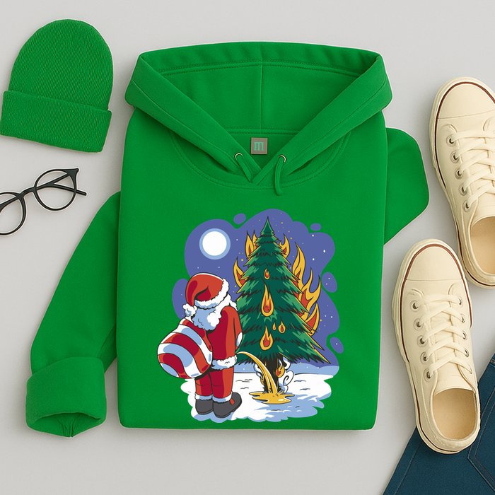 Santa Claus Pissing On Tree Hoodie