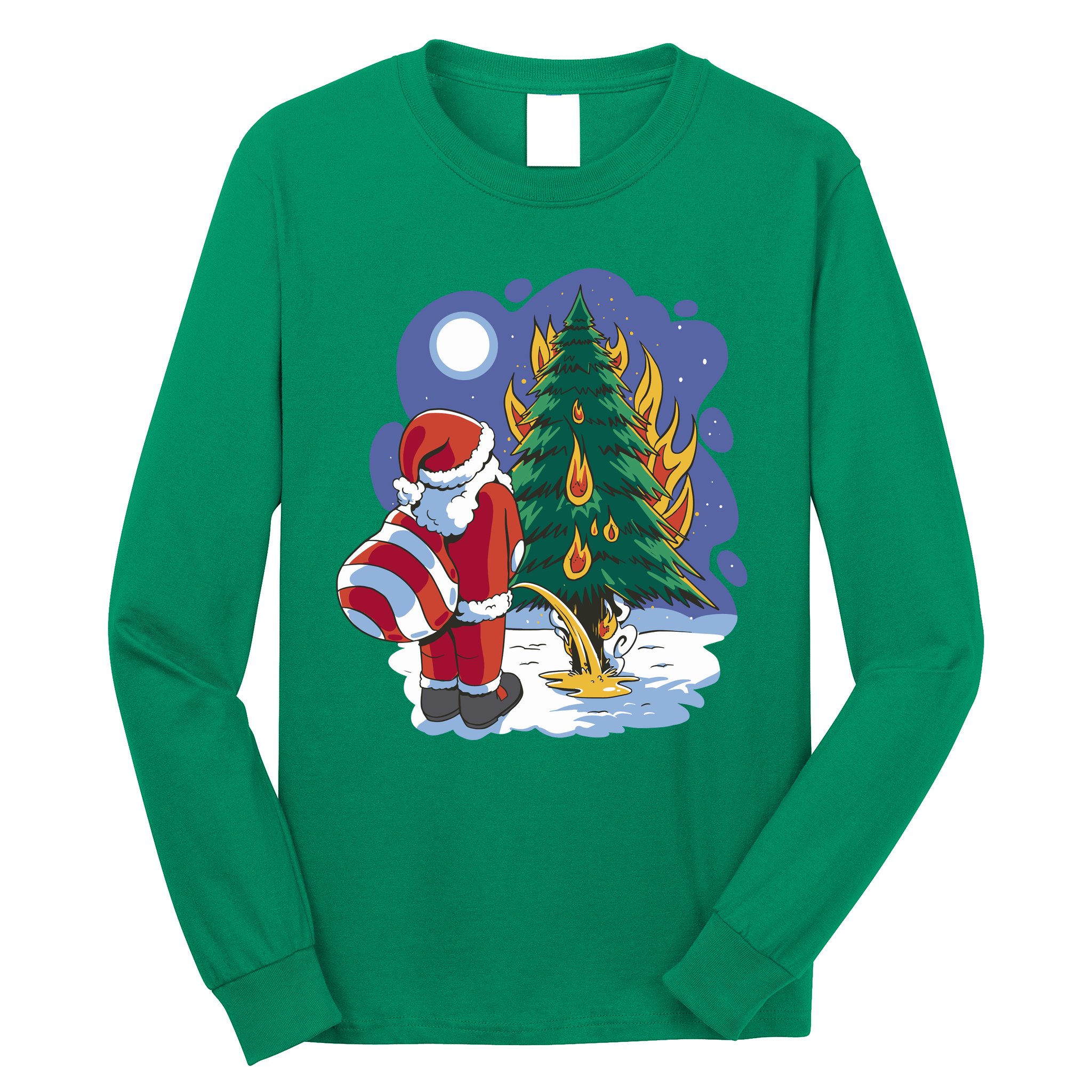 Santa Claus Pissing On Tree Long Sleeve Shirt