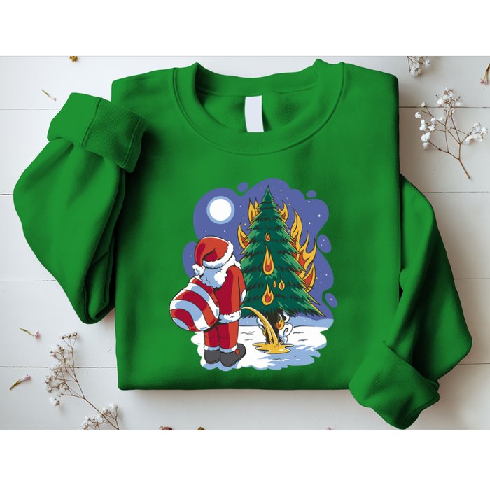 Santa Claus Pissing On Tree Sweatshirt