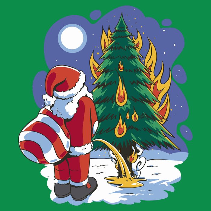 Santa Claus Pissing On Tree Sweatshirt