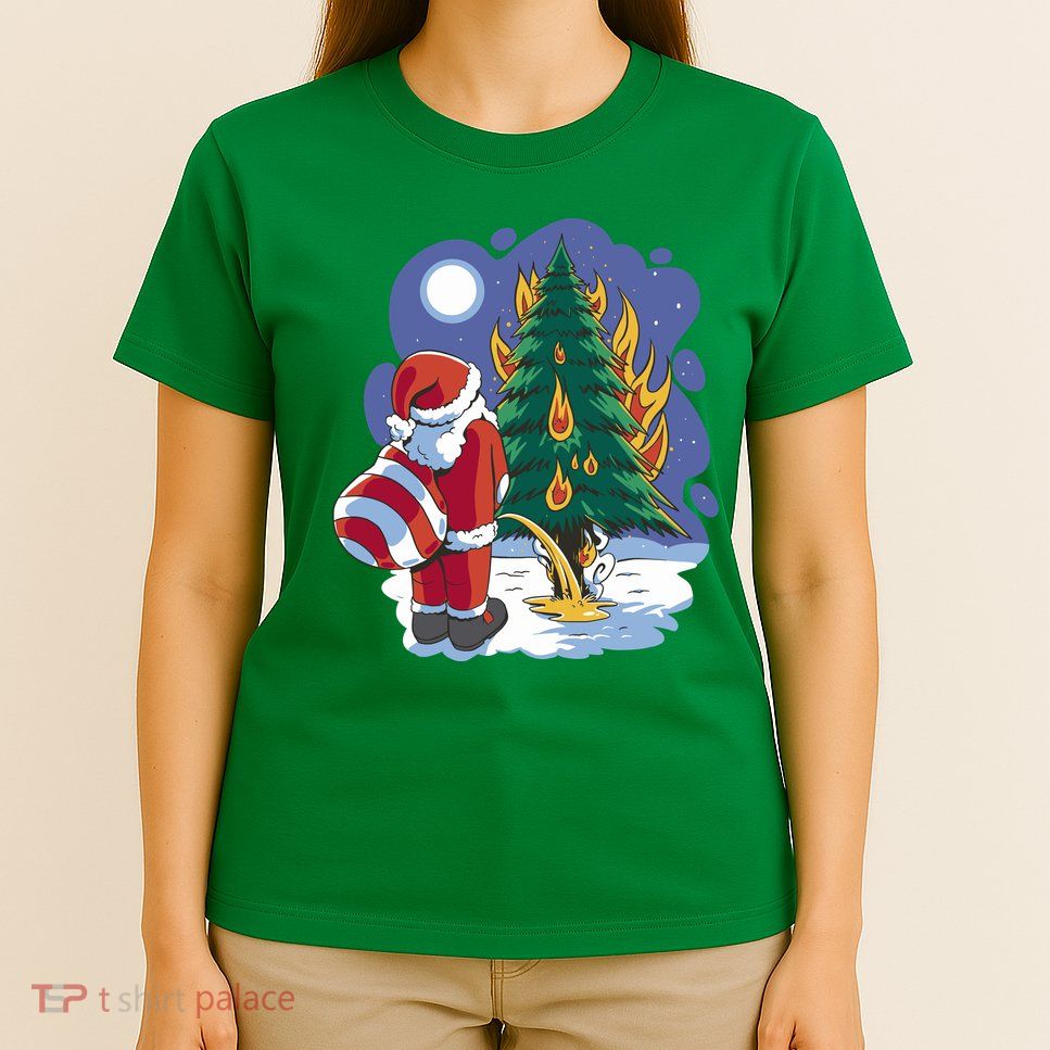 Santa Claus Pissing On Tree T-Shirt