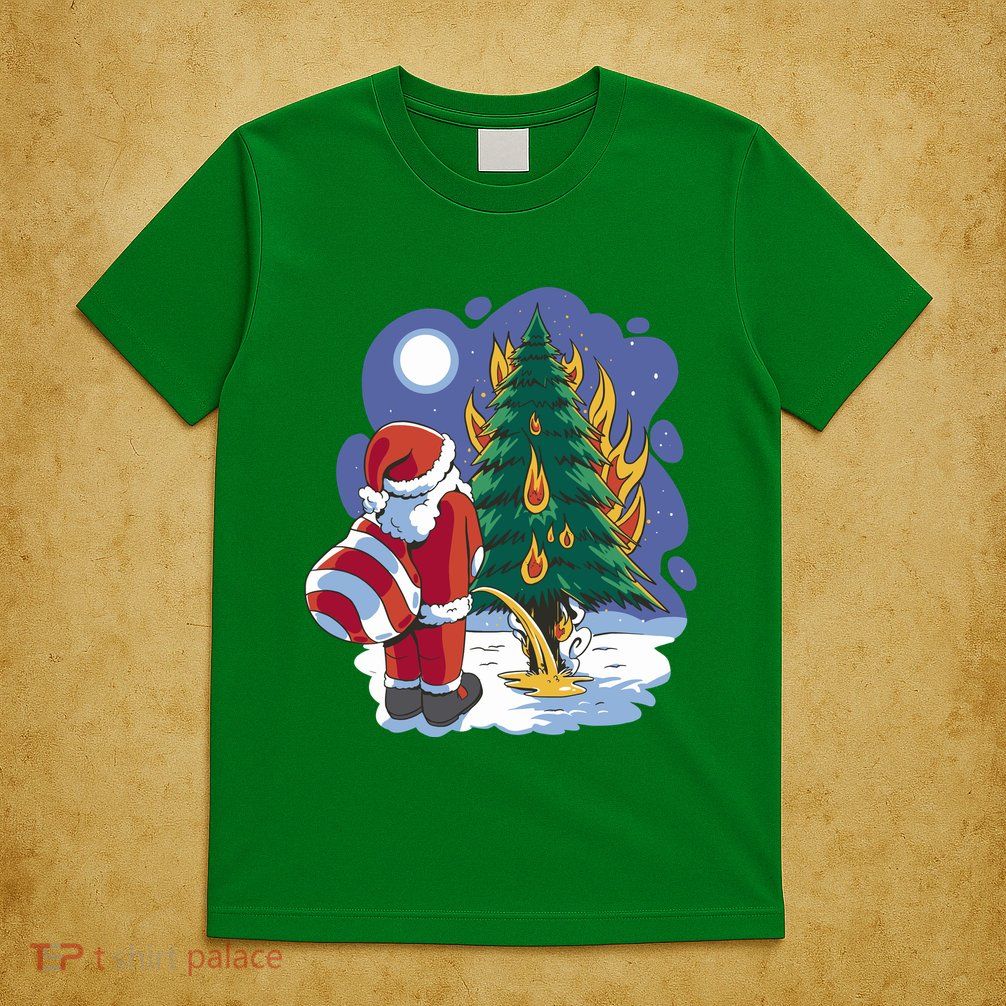 Santa Claus Pissing On Tree T-Shirt