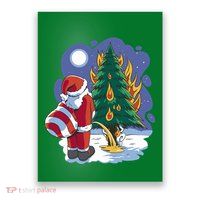 Santa Claus Pissing On Tree Poster