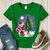 Santa Claus Pissing On Tree Womens T-Shirt