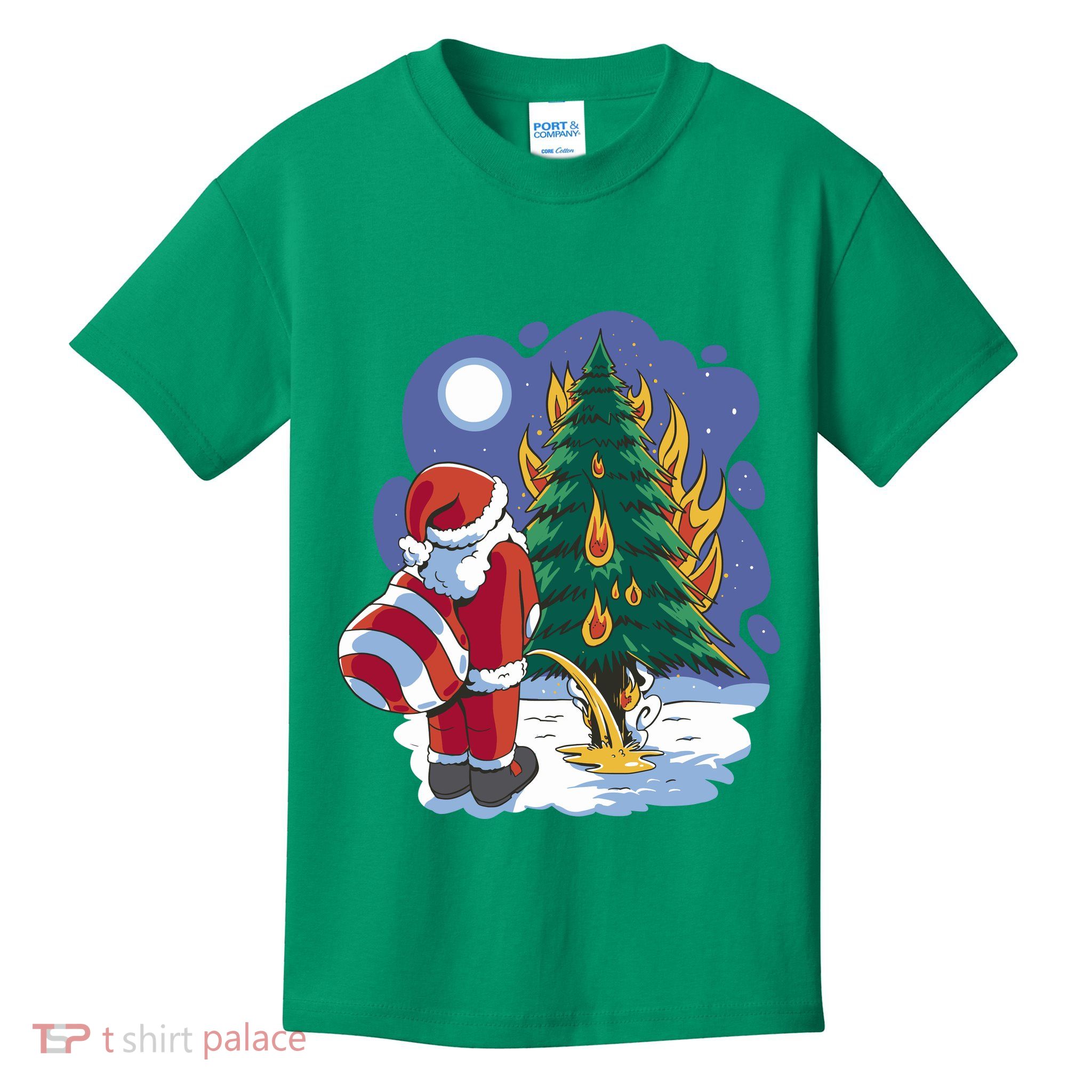 Santa Claus Pissing On Tree Kids T-Shirt