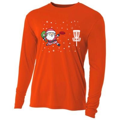 Santa Claus Playing Disc Golf Ugly Christmas Gift Cooling Performance Long Sleeve Crew