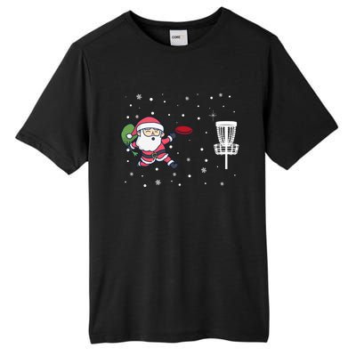 Santa Claus Playing Disc Golf Ugly Christmas Gift Tall Fusion ChromaSoft Performance T-Shirt