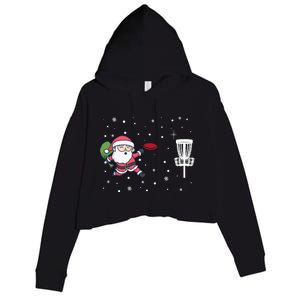 Santa Claus Playing Disc Golf Ugly Christmas Gift Crop Fleece Hoodie