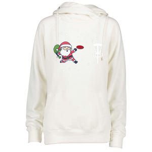 Santa Claus Playing Disc Golf Ugly Christmas Gift Womens Funnel Neck Pullover Hood