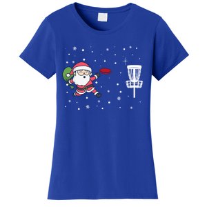 Santa Claus Playing Disc Golf Ugly Christmas Gift Women's T-Shirt