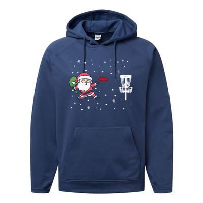 Santa Claus Playing Disc Golf Ugly Christmas Gift Performance Fleece Hoodie