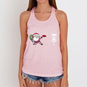 Santa Claus Playing Disc Golf Ugly Christmas Gift Women's Knotted Racerback Tank