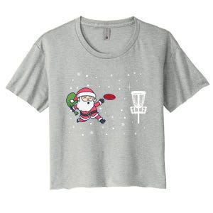 Santa Claus Playing Disc Golf Ugly Christmas Gift Women's Crop Top Tee