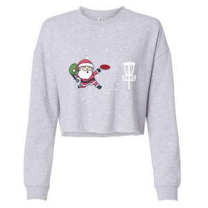 Santa Claus Playing Disc Golf Ugly Christmas Gift Cropped Pullover Crew