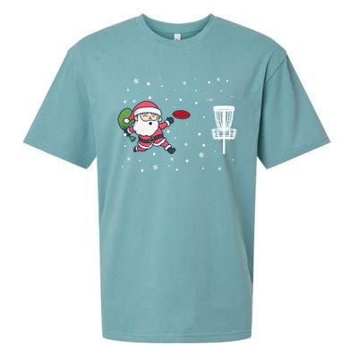 Santa Claus Playing Disc Golf Ugly Christmas Gift Sueded Cloud Jersey T-Shirt