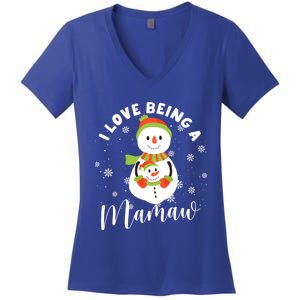 Snow Christmas Pajama Funny Xmas Pjs I Love Being A Mamaw Gift Women's V-Neck T-Shirt