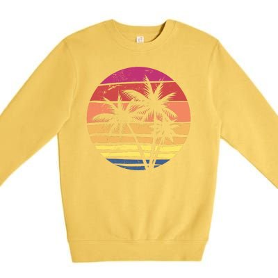 Summer Colorful Palm Tree Retro Sunset Premium Crewneck Sweatshirt