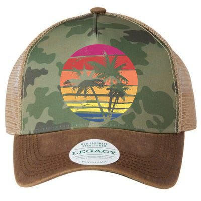 Summer Colorful Palm Tree Retro Sunset Legacy Tie Dye Trucker Hat