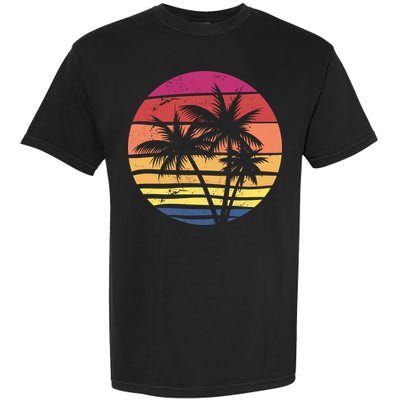 Summer Colorful Palm Tree Retro Sunset Garment-Dyed Heavyweight T-Shirt