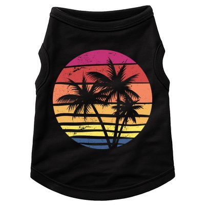 Summer Colorful Palm Tree Retro Sunset Doggie Tank