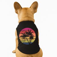 Summer Colorful Palm Tree Retro Sunset Doggie Tank