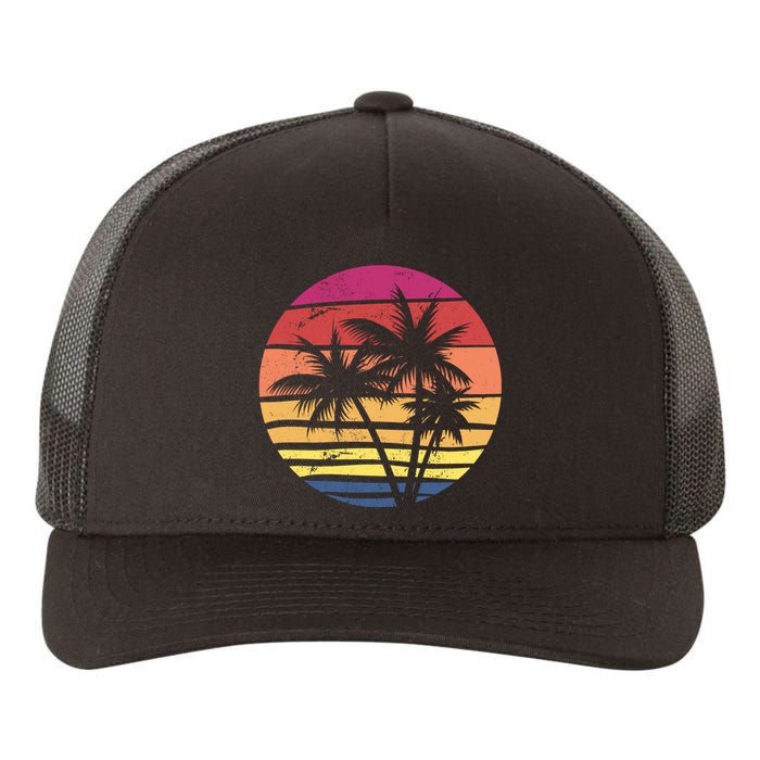 Summer Colorful Palm Tree Retro Sunset Yupoong Adult 5-Panel Trucker Hat