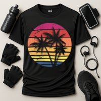 Summer Colorful Palm Tree Retro Sunset Performance Shirt