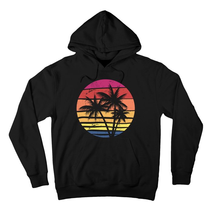 Summer Colorful Palm Tree Retro Sunset Hoodie