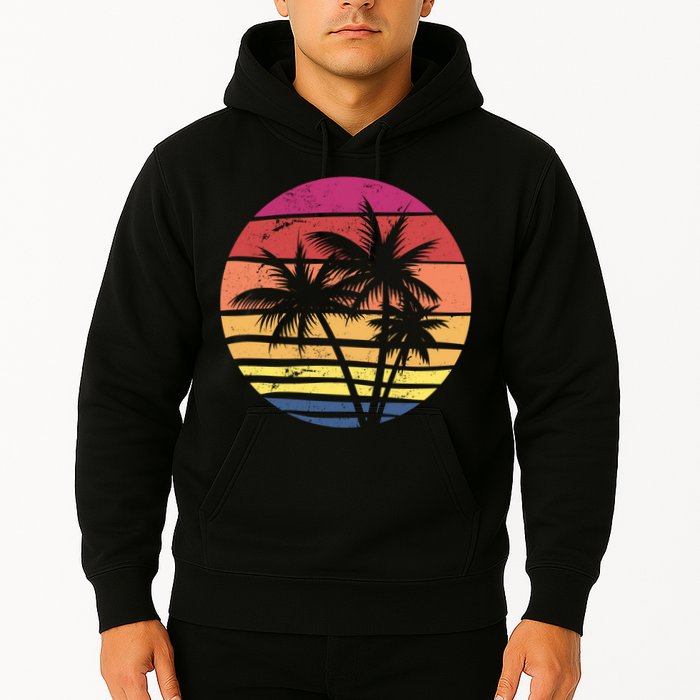 Summer Colorful Palm Tree Retro Sunset Hoodie