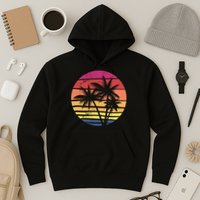 Summer Colorful Palm Tree Retro Sunset Hoodie