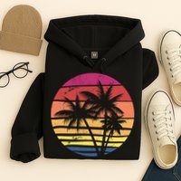 Summer Colorful Palm Tree Retro Sunset Hoodie