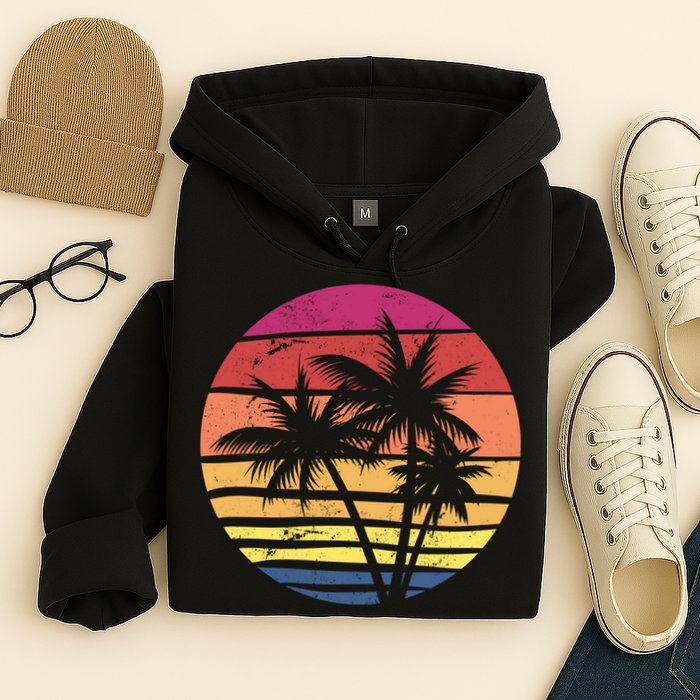 Summer Colorful Palm Tree Retro Sunset Hoodie