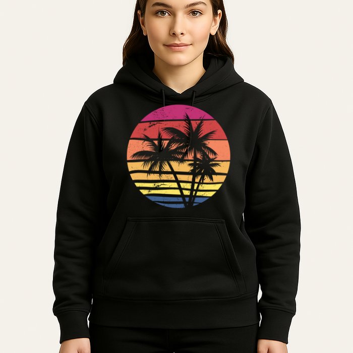 Summer Colorful Palm Tree Retro Sunset Hoodie