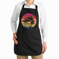 Summer Colorful Palm Tree Retro Sunset Apron