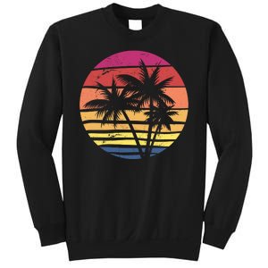 Summer Colorful Palm Tree Retro Sunset Sweatshirt