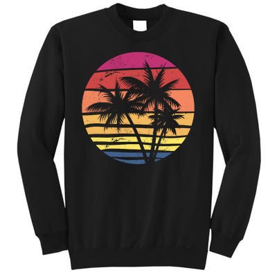 Summer Colorful Palm Tree Retro Sunset Sweatshirt