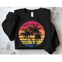 Summer Colorful Palm Tree Retro Sunset Sweatshirt