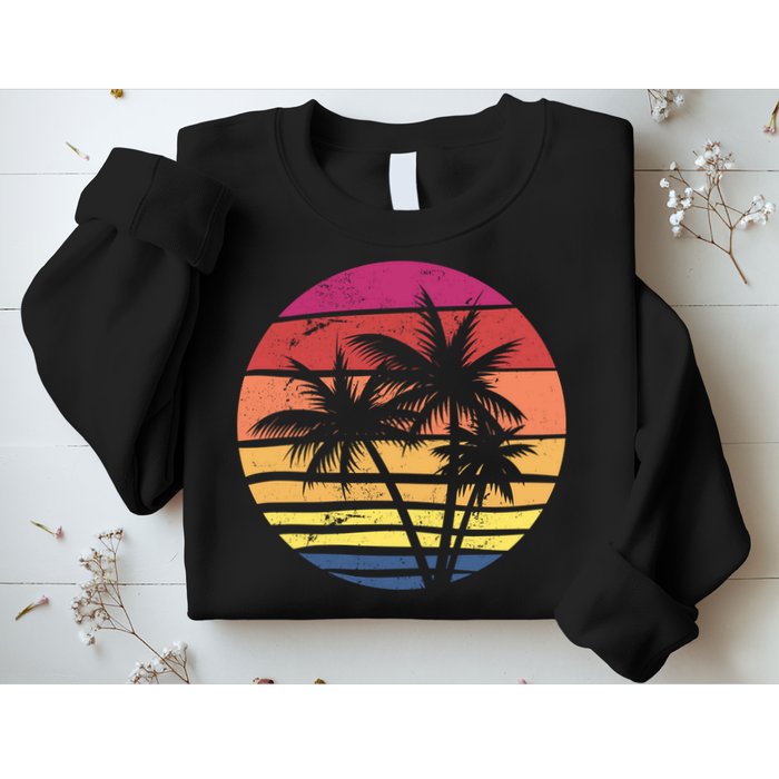 Summer Colorful Palm Tree Retro Sunset Sweatshirt