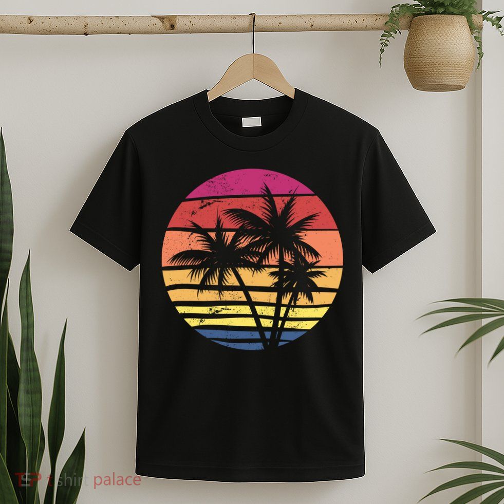 Summer Colorful Palm Tree Retro Sunset T-Shirt