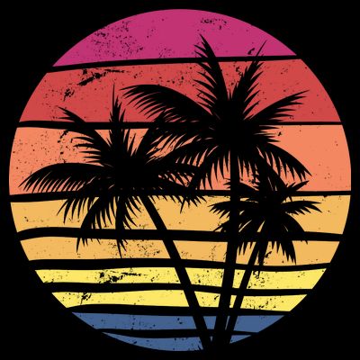 Summer Colorful Palm Tree Retro Sunset T-Shirt
