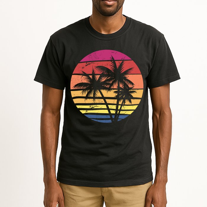 Summer Colorful Palm Tree Retro Sunset Tall T-Shirt